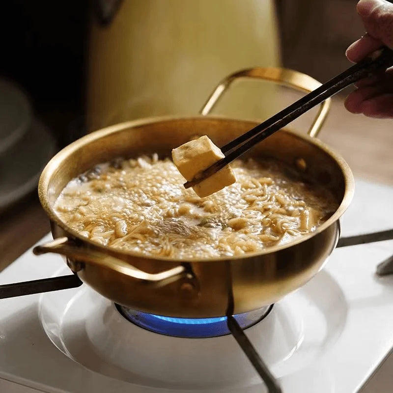 Panela Dourada Coreana em Aço Inoxidável